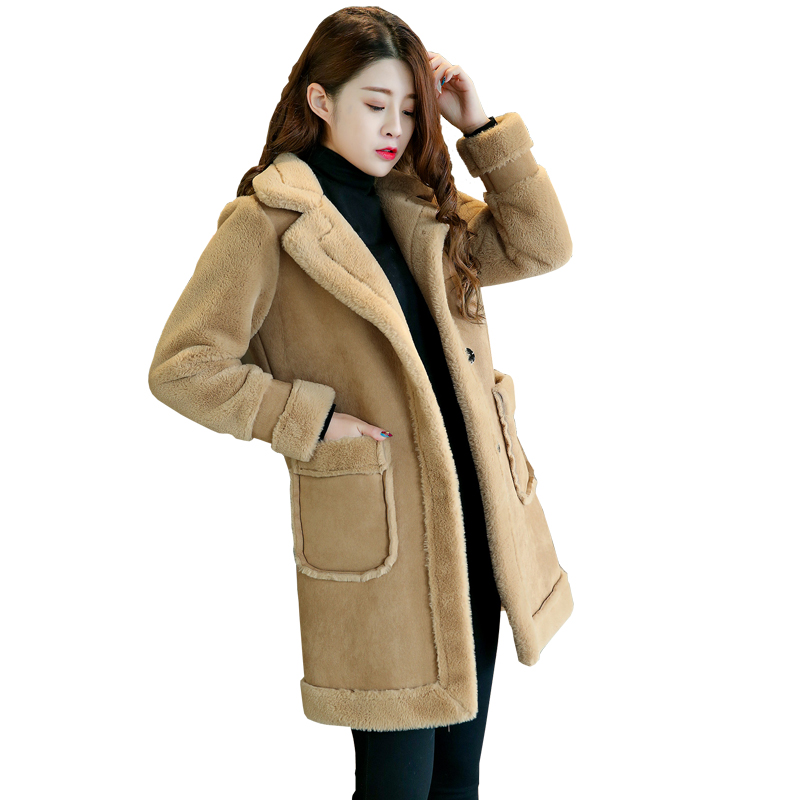 Winter cotton Women Slim fit Jacket Coat Fashion Slim Deerskin Lamb fur female Outerwear Warm Thick Casual Solid Long Jacket Top
Winter cotton Women Slim fit Jacket Coat Fashion Slim Deerskin Lamb fur female Outerwear Warm Thick Casual Solid Long Jacket Top