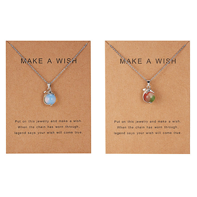 Dolphin Natural Stone Pendant Necklace Make A Wish Paper Card Chain Necklace Female Charm Choker Jewelry Gift
Dolphin Natural Stone Pendant Necklace Make A Wish Paper Card Chain Necklace Female Charm Choker Jewelry Gift