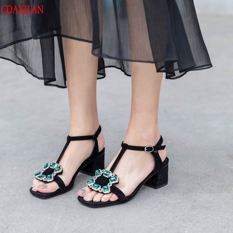 CDAXILAN new to sandals women sheepskin suede fabric Mid-heels opening toe crystal strap buckle sandals ladies summer shoes, Black
CDAXILAN new to sandals women sheepskin suede fabric Mid-heels opening toe crystal strap buckle sandals ladies summer shoes, Black