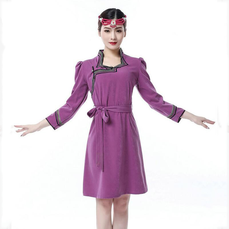 Mongolian Dance Clothing Woman Adult long sleeve dress Mongolia Show Classical oriental costume Ethnic festival stage Performance wear