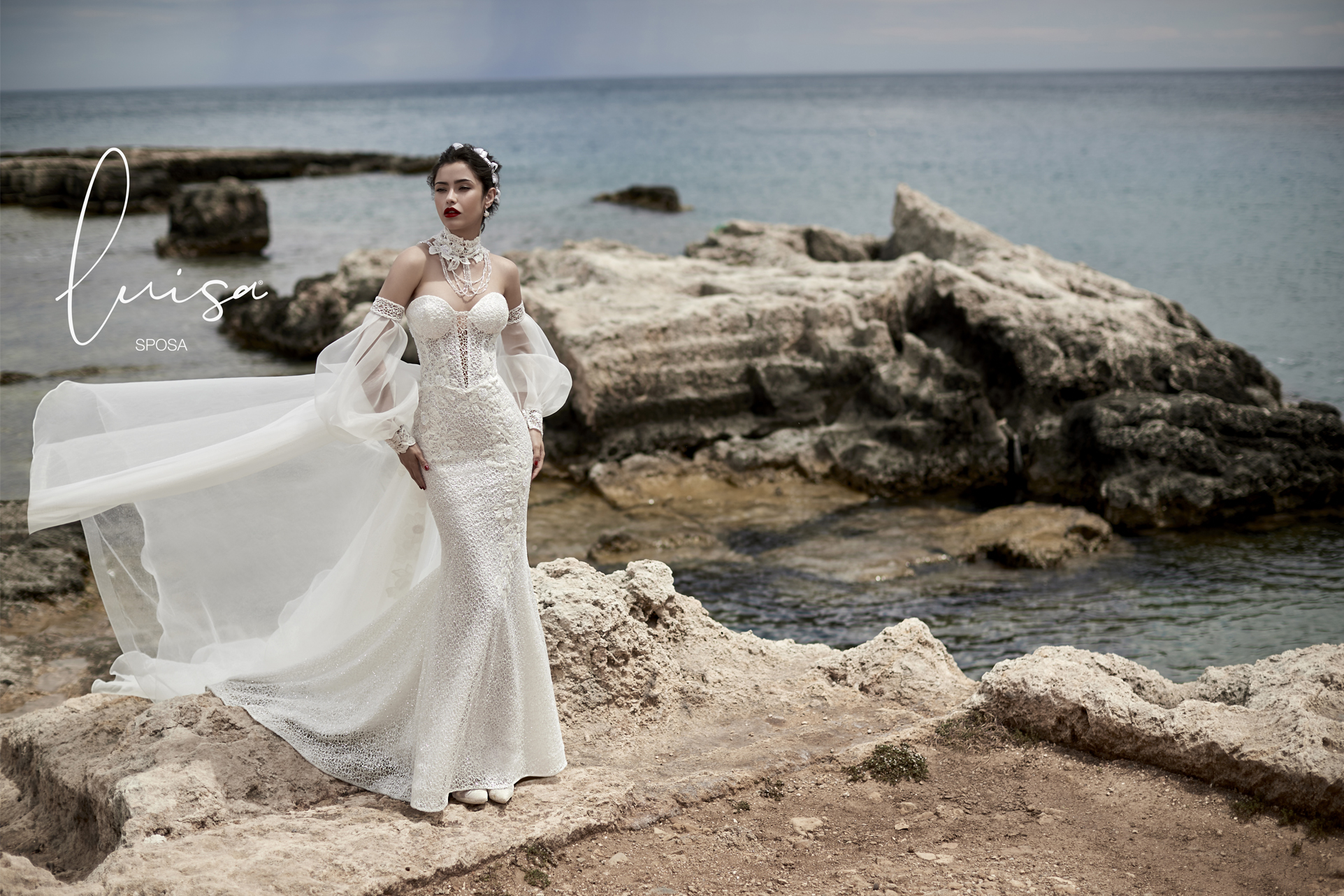 mermaid wedding dresses sweetheart appliqued beaded bridal dress ruffle sweep train vestidos de novia with detachable sleeves and neck