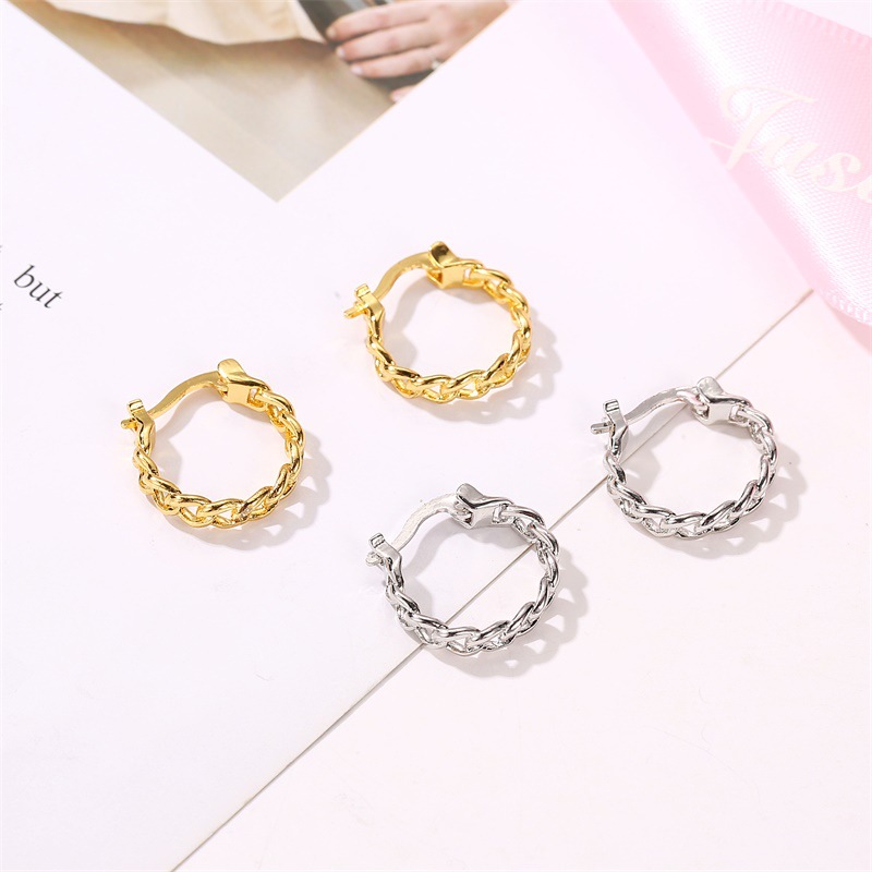 Punk Small Circle Hoop Earrings For Women Gold Silver Chain Statement Earrings Jewelry Metal Geometric Fashion Earring Wholesale
