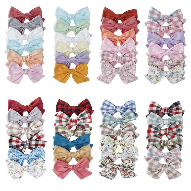 INS 48 color 4.33" hair Bow Baby girl Barrettes Girl Hair Accessories Plaid Flower Print kids party School hair clipper