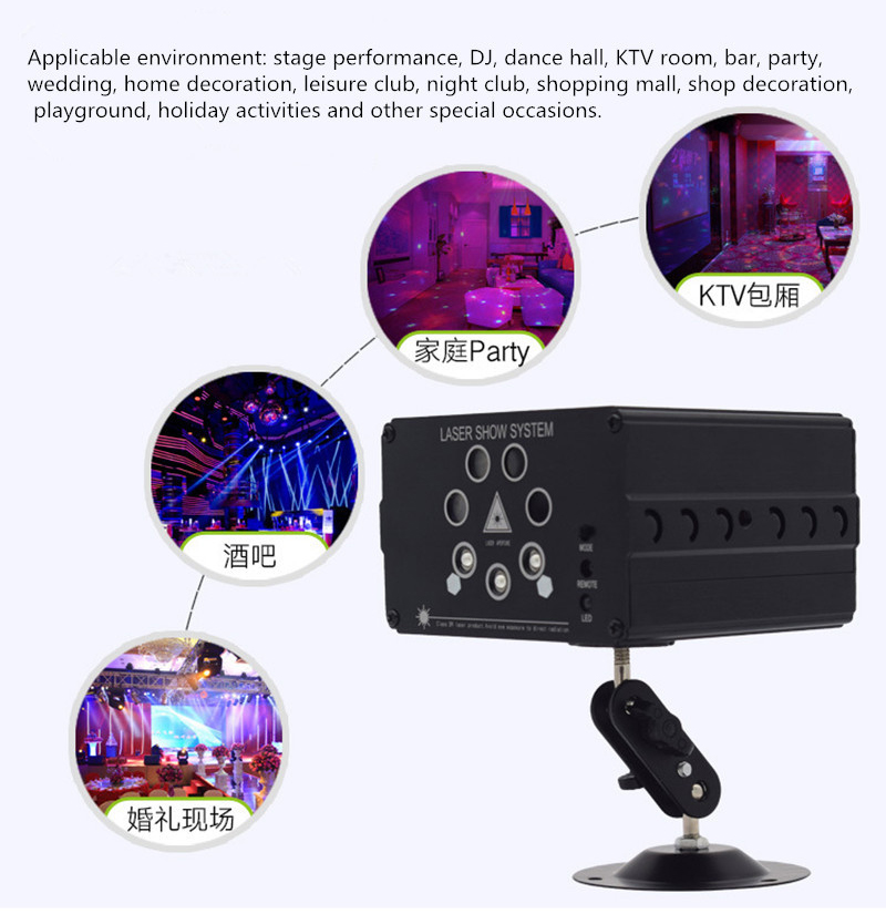 120 Pattern Laser Projector Lighting Remote/Sound Controll LED Disco Lights RGB DJ Party Stage Light Wedding Christmas Lamp Decoration