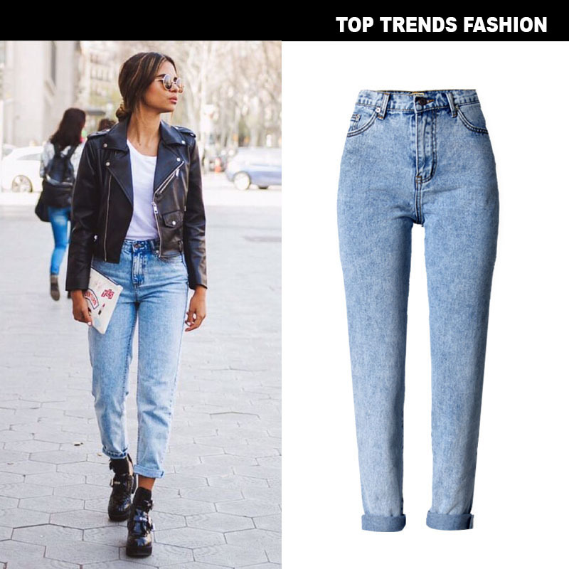 Blue High Waist Mom 80s Jeans Casual Straight-led Denim for Ladies jeans femme 2020