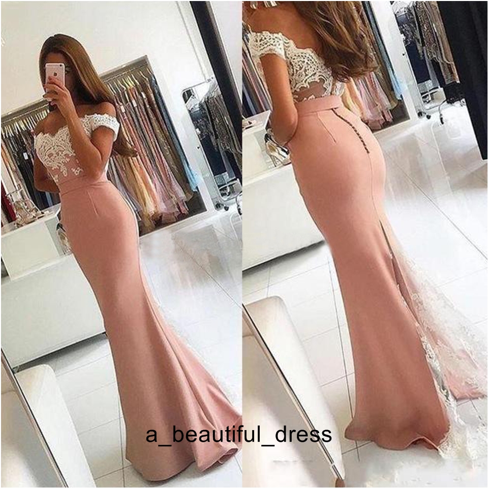 Best Selling Mermaid Dresses Evening Wear Off Shoulder Appliques Sweep Train Modest Prom Party Gowns Vestidos Plus Size Customized ED1203