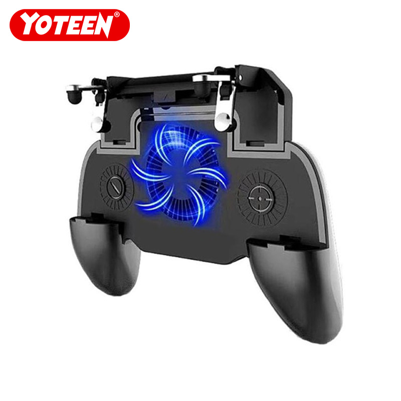 

Yoteen Mobile Game Controller Grip Cooling Fan Extended Handle with Trigger Joystick for iOS Android PUBG Shooting Game