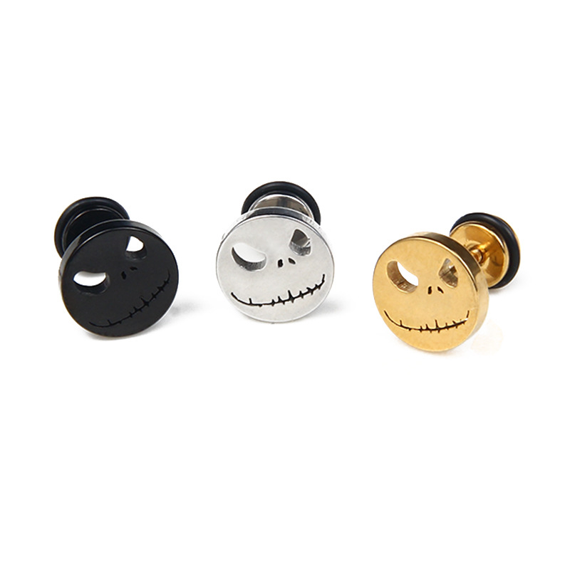 Gold Silver Black Color Cute Stud Earrings Funny pumpkin Ghost Nightmare Face Women Men Earring Jewelry Wholesale