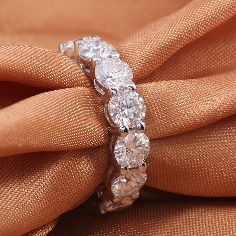 925 SILVER PAVE Round cut 6*6mm FULL SQUARE Simulated Diamond CZ ETERNITY BAND ENGAGEMENT WEDDING Rings Size 56789101112