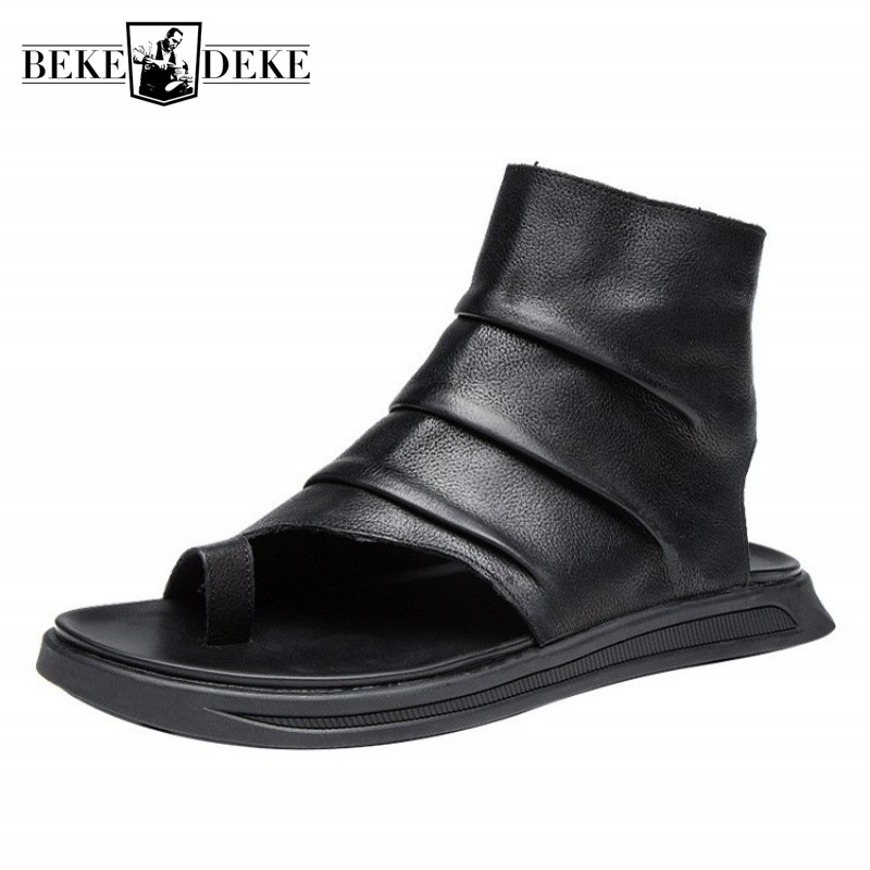 Summer High-Top Flat Sandals Men Street 100% Genuine Leather Casual Sandals Beach Shoes Breathable Rome Gladiator Sandalias, Black
Summer High-Top Flat Sandals Men Street 100% Genuine Leather Casual Sandals Beach Shoes Breathable Rome Gladiator Sandalias, Black