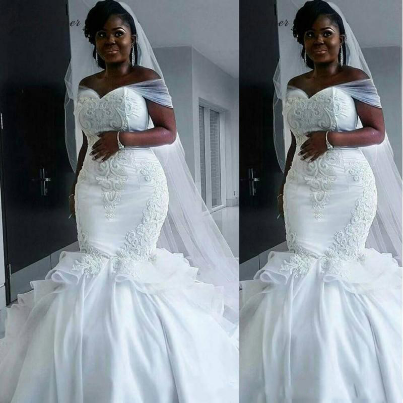 South African Black Girls Mermaid Wedding Dresses Off Shoulder lace Plus Size Wedding Gowns Robe de soirée Bride Gowns, Ivory
South African Black Girls Mermaid Wedding Dresses Off Shoulder lace Plus Size Wedding Gowns Robe de soirée Bride Gowns, Ivory