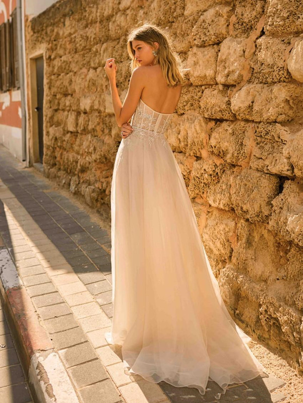 Charming Berta Sweetheart Wedding Dresses 2020 Modern Lace Tulle Beaded Full Length Fairy Country Garden Bride Dress