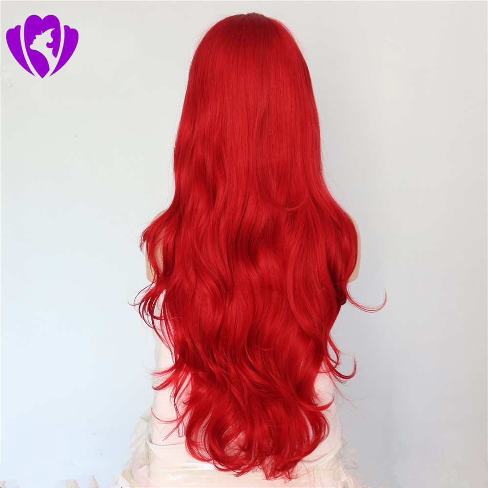 30inch Long Red Body Wave 360 lace frontal Wig Glueless full Lace Front Wigs preplucked natural hairline synthetic Wigs For Women