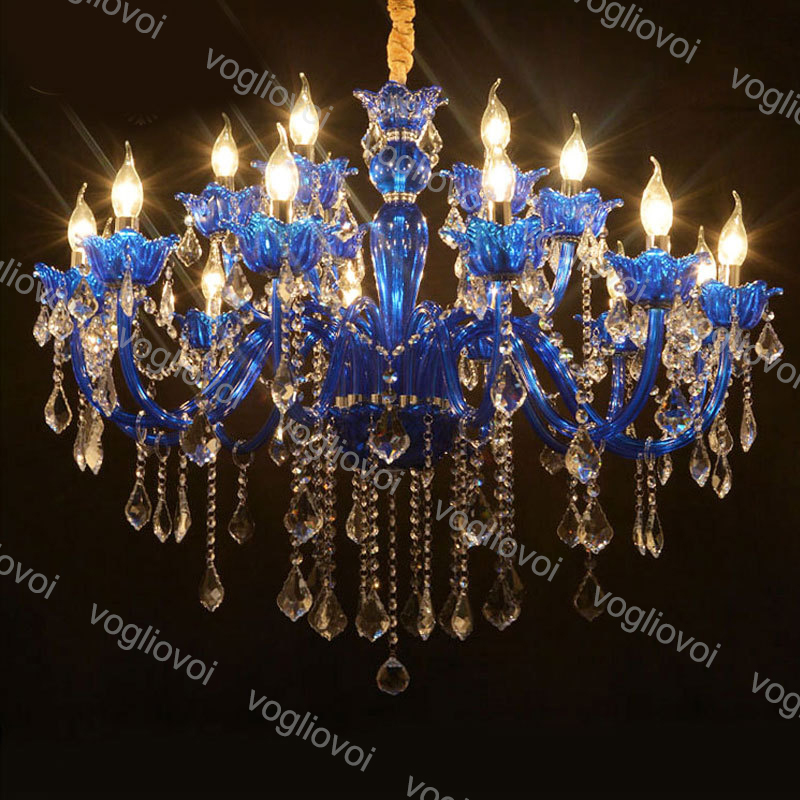 Crystal Chandelier Blue K9 LED Filament E14 3500K 6500K Pendant 30CM Hanging Light Home Indoor Lighting Fixture 110V-240V DHL от DHgate WW