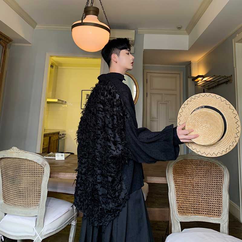 Men Oversize Bat Long Sleeve Hair Tassel Splice Lace Black White Casual Shirt Male Women Streetwear Hip Hop Gothic Loose Shirts, C507 black
Men Oversize Bat Long Sleeve Hair Tassel Splice Lace Black White Casual Shirt Male Women Streetwear Hip Hop Gothic Loose Shirts, C507 black
