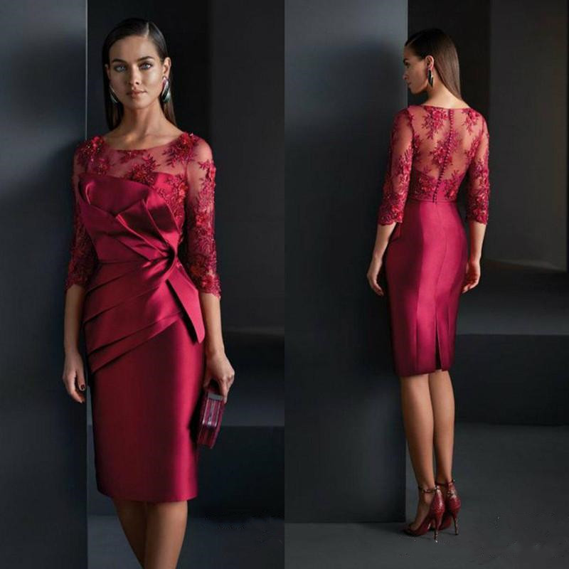 Elegant Short Sheath Mother Of The Bride Dresses Satin Lace Appliqued Knee Length Wedding Guest Dress 3/4 Sleeve Formal Prom Evening Gowns
Elegant Short Sheath Mother Of The Bride Dresses Satin Lace Appliqued Knee Length Wedding Guest Dress 3/4 Sleeve Formal Prom Evening Gowns
