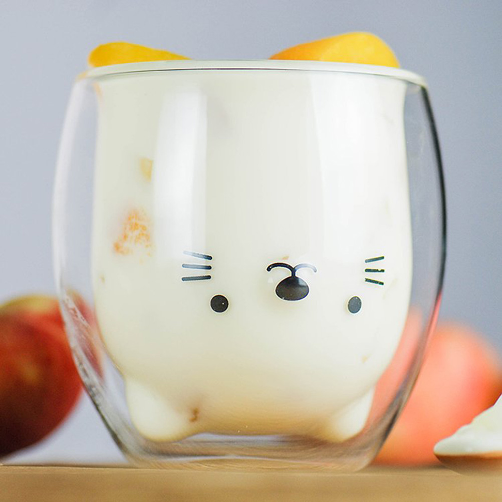 Double Layer Coffee Mugs Lovely Cartoon Cat Mugs Drinking Insulation Double Wall Glass Cup Creative Gift Drinkware Milk