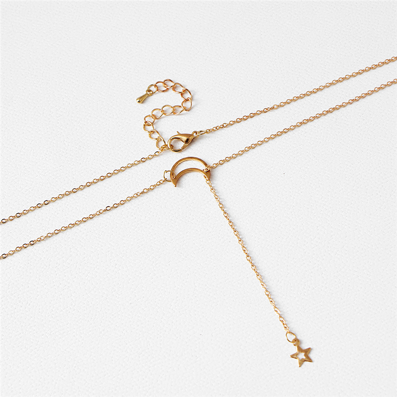 Star Moon Pendant Necklace Jewelry for Women Girls Gold Silver Fashion Trends Brand Charms Lobster Clasp Link Chain Choker Necklaces
