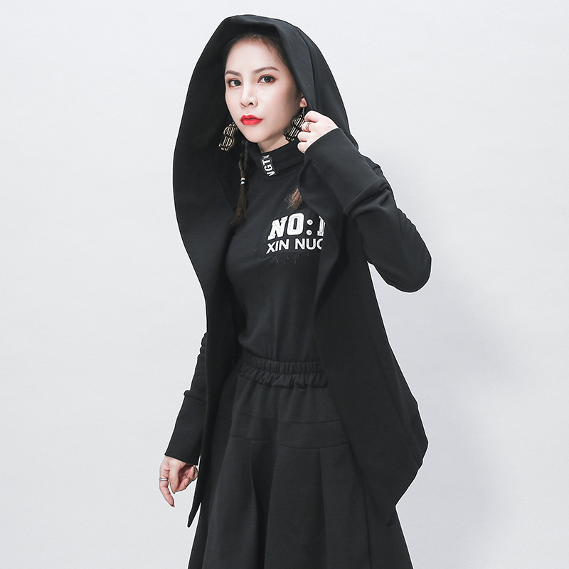 2XL Cropped Hoodies Sweatshirt for Girls Gothic Black 2020 Spring Autumn Women Coats Streetwear Slim Irrugular Top with Big Hood
2XL Cropped Hoodies Sweatshirt for Girls Gothic Black 2020 Spring Autumn Women Coats Streetwear Slim Irrugular Top with Big Hood