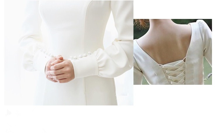 Long Sleeves Winter Wedding Dresses 2020 Satin Beach Wedding Gowns Lace Up Bridal Gown Ivory White