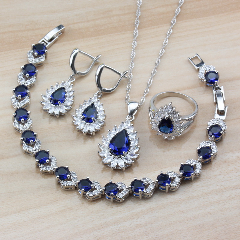 2019 New Arrival 925 Silver Party Jewelry Sets Water Drop With Natural Blue Stones Earrings/Necklace Bracelet/Ring For Women
2019 New Arrival 925 Silver Party Jewelry Sets Water Drop With Natural Blue Stones Earrings/Necklace Bracelet/Ring For Women