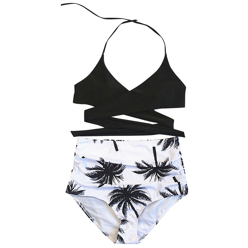 Sexy High Waist Swimwear Halter Push up Backless Swimming Suits Women Coconut Trees Print Bikini Set Beachwear Swimsuit
Sexy High Waist Swimwear Halter Push up Backless Swimming Suits Women Coconut Trees Print Bikini Set Beachwear Swimsuit