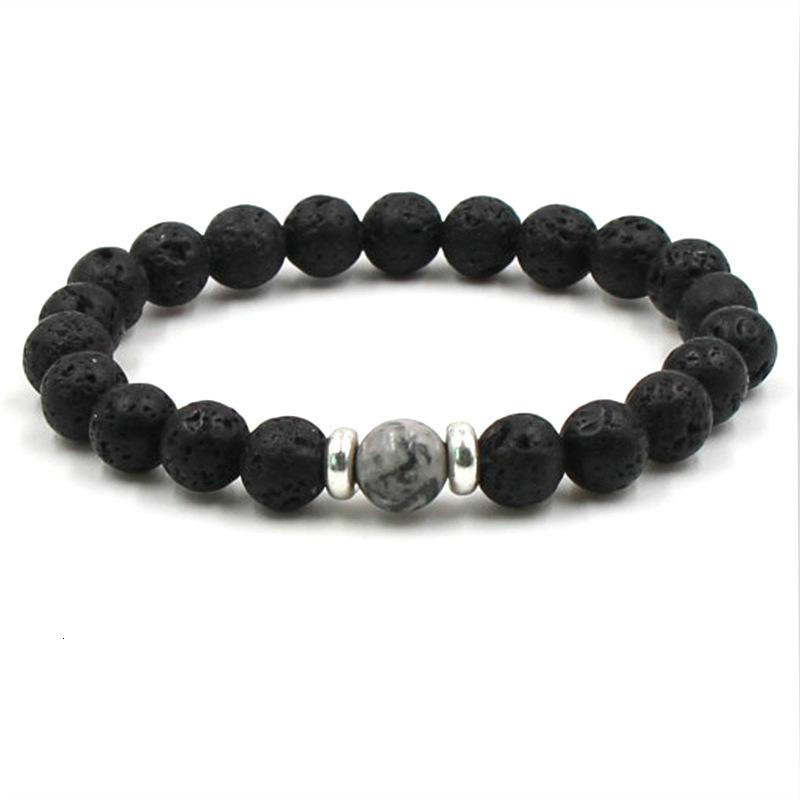 Lava Stone Beads Bracelets Black Essential Oil Diffuser Elastic Bracelet Volcanic Rock Beaded Hand Strings men Bracelet