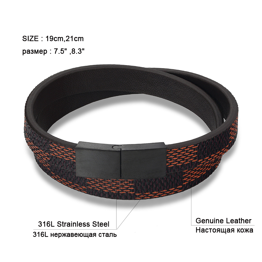 Handmade Cross Wide Cuff Bracelets Stainless Steel Magnetic Genuine Leather Bracelets Men Bracelets Bangles for Women Jewelry