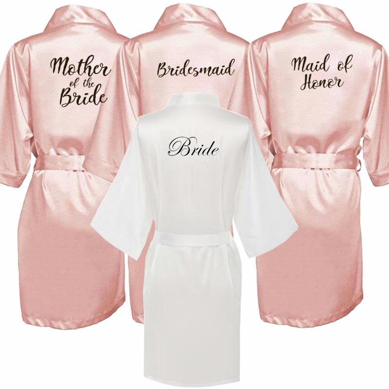 Bride Bridesmaid Robe with White Black Letters Mother Sister of The Bride Wedding Gift Bathrobe Kimono Satin Robes
Bride Bridesmaid Robe with White Black Letters Mother Sister of The Bride Wedding Gift Bathrobe Kimono Satin Robes