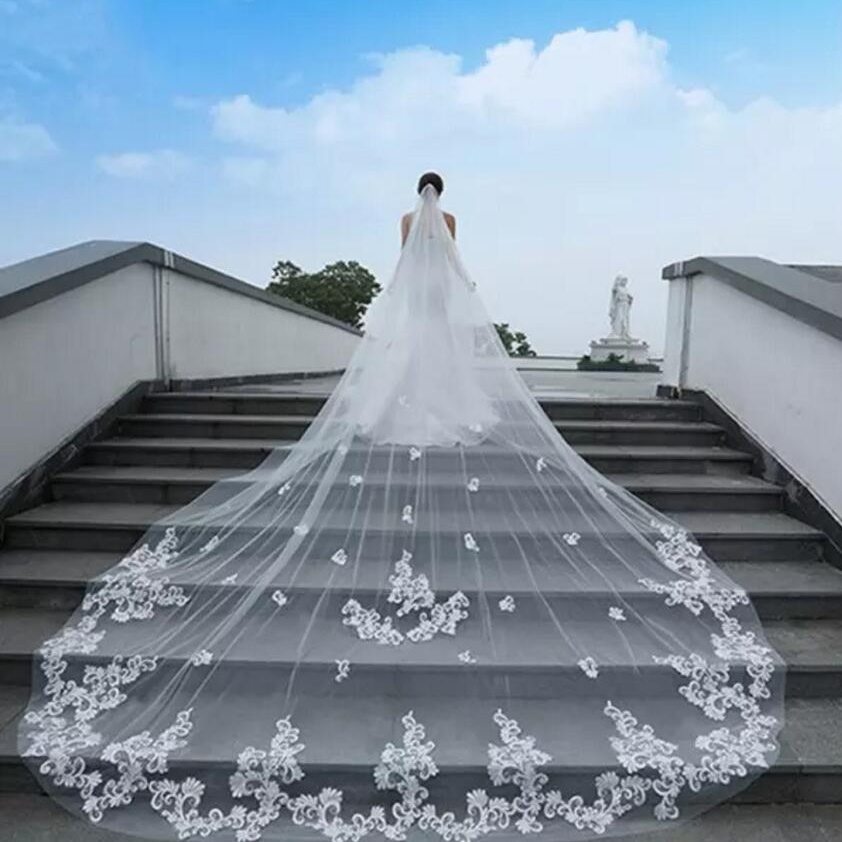 Wedding Veils Cathedral Length 2019 Lace Appliqued One Layer Custom Made White Ivory Veils with Comb Bride Bridal Accessories
Wedding Veils Cathedral Length 2019 Lace Appliqued One Layer Custom Made White Ivory Veils with Comb Bride Bridal Accessories