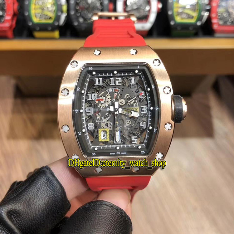 R High Version RM 030 Skeleton Big Date Dial Japan Miyota Automatic Mechanical RM030 Mens Watch Rose Gold Case Rubber Sport Luxury Watches, Box
R High Version RM 030 Skeleton Big Date Dial Japan Miyota Automatic Mechanical RM030 Mens Watch Rose Gold Case Rubber Sport Luxury Watches, Box