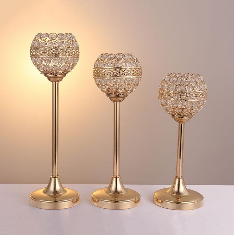 Crystal Metal Candle Tealight Holders Stand Candlesticks Candelabrum for Wedding Party Table Centerpieces Candelabra Holiday Home Decoration