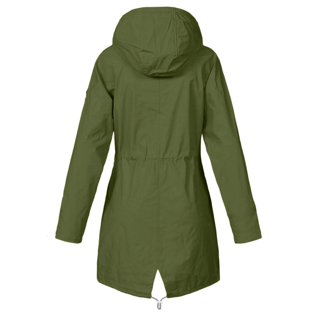 Women Solid Rain Jacket Outdoor Plus Size S-5XL Long Sleeve Waterproof Hooded Windproof Loose Coat T191018