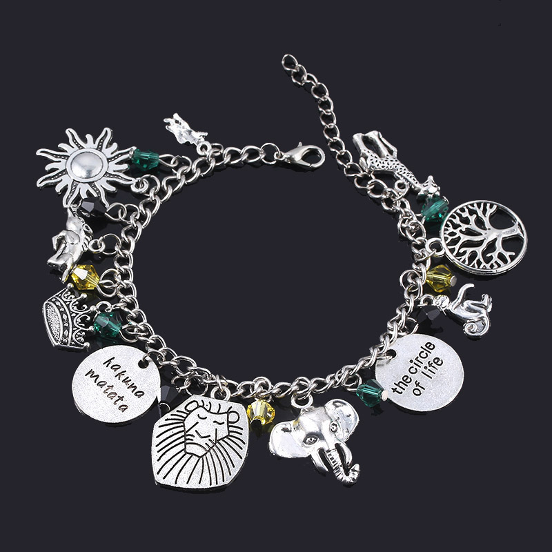 Anime The Lion King Charm Bracelet Simba Tree of Life Elephant Pendant Bangles For Women Girls Fashion Jewelry Gift
Anime The Lion King Charm Bracelet Simba Tree of Life Elephant Pendant Bangles For Women Girls Fashion Jewelry Gift