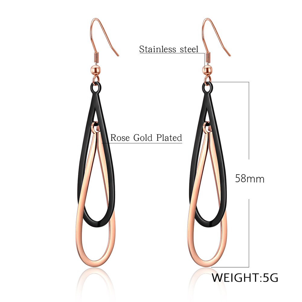 Charm Water Drop Hollow Drop Earrings Jewelry Stainless Steel 14K Gold Plated Earrings Women Girl's Gift
