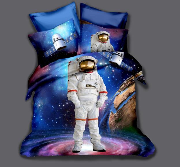 3D Astronaut Bedding Set Spaceman Duvet Cover Set 3 Pcs Bedcloth with Pillowcase Twin Full Queen King Size