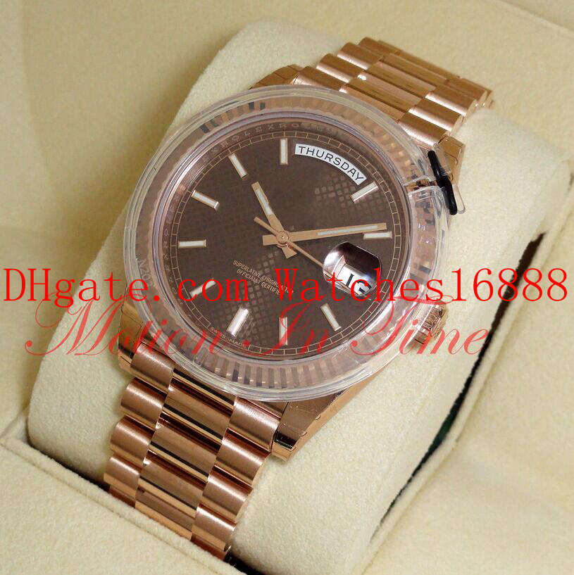 Hot Selling Men's Watch Day-Date 40mm President 18k Rose Gold Chocolate Diagonal Motif Dial 228235 Automatic Mechanical Movement Mens Watch, Brown 
Hot Selling Men's Watch Day-Date 40mm President 18k Rose Gold Chocolate Diagonal Motif Dial 228235 Automatic Mechanical Movement Mens Watch, Brown
