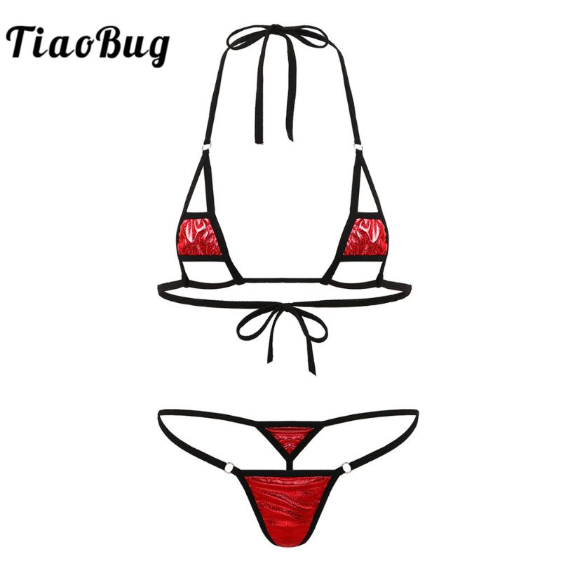 Women's Shiny Metallic Hollow Out Sexy Lingerie Set Halter Tie-on Mini Bikini Bra Tops with G-String Thongs Beachwear Underwear, Purple
Women's Shiny Metallic Hollow Out Sexy Lingerie Set Halter Tie-on Mini Bikini Bra Tops with G-String Thongs Beachwear Underwear, Purple