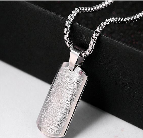 Dog Tag Praying Hands Pendants Necklaces with Bible Verse Gold/Rose Gold Plated Stainless Steel Lucky Gift Jewelry Men/Women WL935