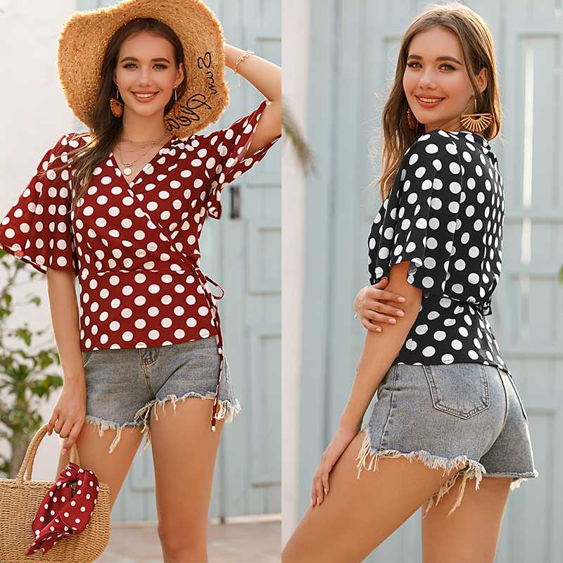 Dot Blouse Summer Short Sleeve Women Chiffon Blouse Casual Shirts Thin Women Tops Blusas Solid Ladies Cheap Clothes, Black
Dot Blouse Summer Short Sleeve Women Chiffon Blouse Casual Shirts Thin Women Tops Blusas Solid Ladies Cheap Clothes, Black