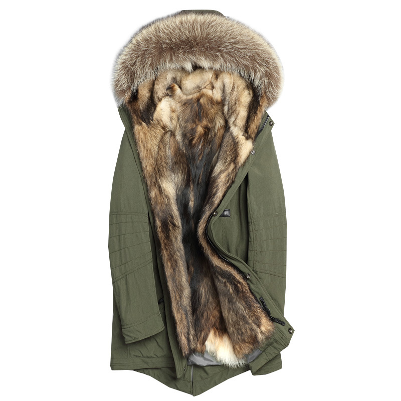 Real Fur Coat Men Parka Wolf Fur Liner Long Winter Jacket Men Raccoon Collar Warm Parkas Hombre 2019 P-12-15002, Army green
Real Fur Coat Men Parka Wolf Fur Liner Long Winter Jacket Men Raccoon Collar Warm Parkas Hombre 2019 P-12-15002, Army green