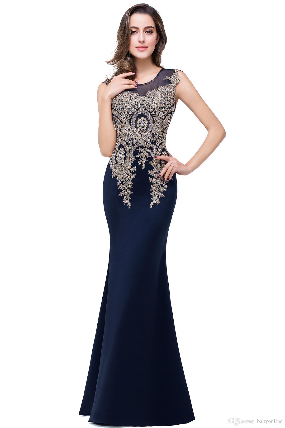 Babyonlinedress Gold Lace Mermaid Evening Dresses 2020 Sexy Tulle Neck Prom Party Dresses Long Multi Colors Bridesmaid Dresses CPS250