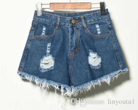2020 female fashion casual summer cool women denim Shorts high waists fur-lined leg-openings Plus size sexy short Jeans