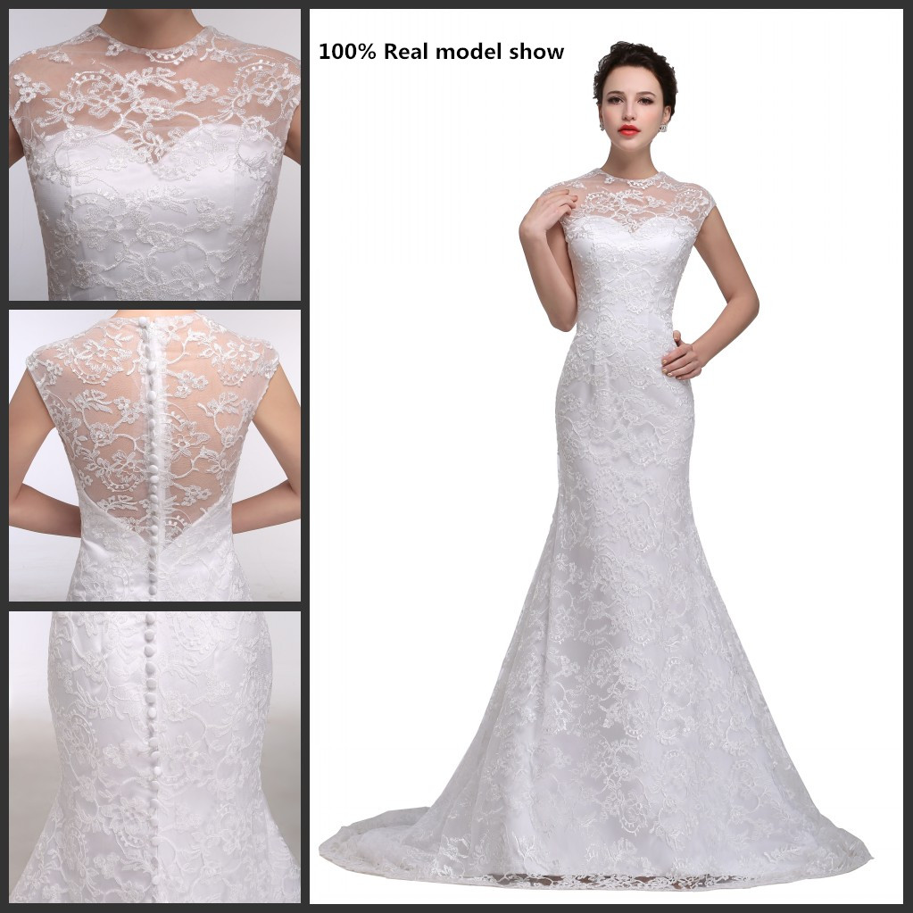 Bridal Gowns Jewel Mermaid Wedding Dresses White Lace Wedding Gown Real pictures Beach Plus Size Wedding Dresse, Red
Bridal Gowns Jewel Mermaid Wedding Dresses White Lace Wedding Gown Real pictures Beach Plus Size Wedding Dresse, Red
