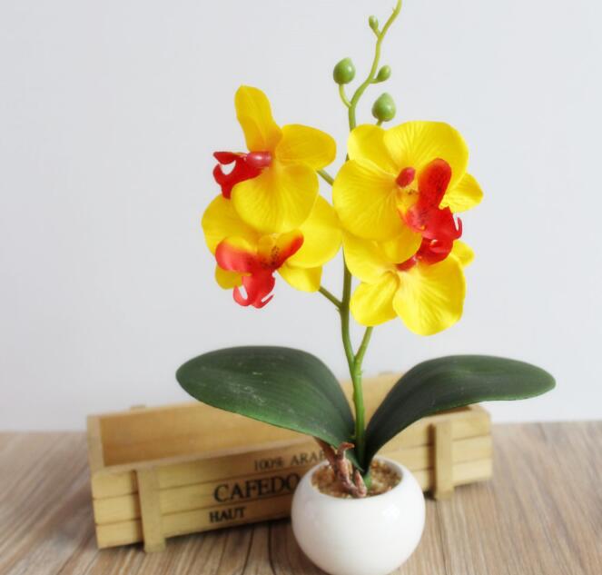 Mini Artificial Butterfly Orchid Bonsai DIY Artificial Butterfly Orchid Silk Flower Bouquet Bonsai Phalaenopsis Wedding Home Decoration