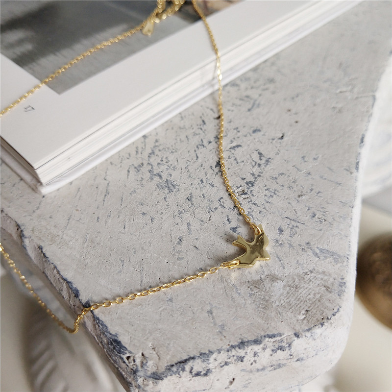 Real 925 Sterling Silver Cute Bird Animal Choker Necklace Boho Fashion Jewelry For Women Party Trendy Accessories Gift