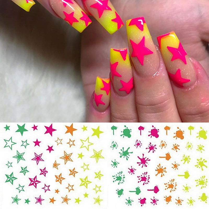Can Mix Design Nail Art 3D Decal Stickers Neon Stars Splatter Blob Flash Summer Nails Acrylic Manicure Tools, Same as pictures
Can Mix Design Nail Art 3D Decal Stickers Neon Stars Splatter Blob Flash Summer Nails Acrylic Manicure Tools, Same as pictures
