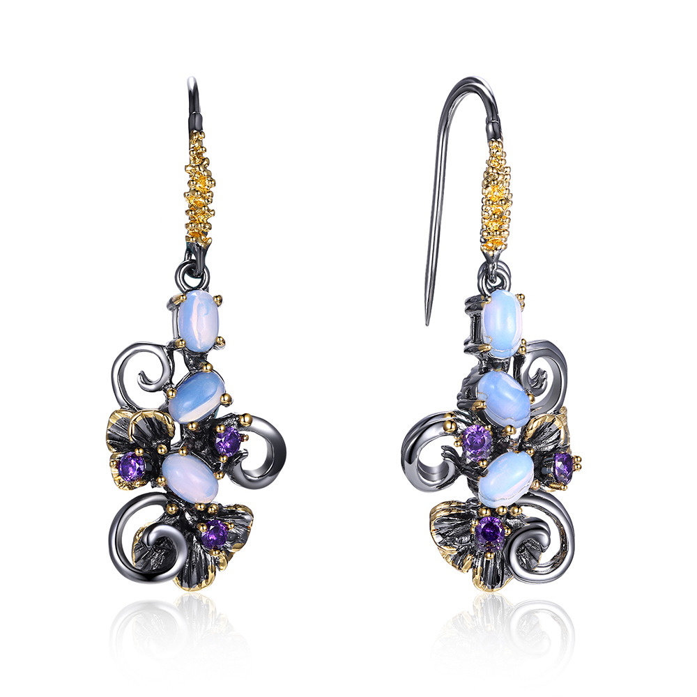 Beautiful hook drop earring moon stone purple crystal fashion jewelry Black gun gold 2 tone plate pretty dangle earrings
Beautiful hook drop earring moon stone purple crystal fashion jewelry Black gun gold 2 tone plate pretty dangle earrings