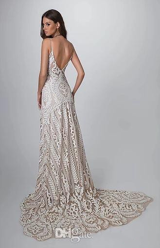 rish mermaid bohemia wedding dresses full lace spaghetti neck backless beach wedding gowns bridal dress vestidos de nnovia