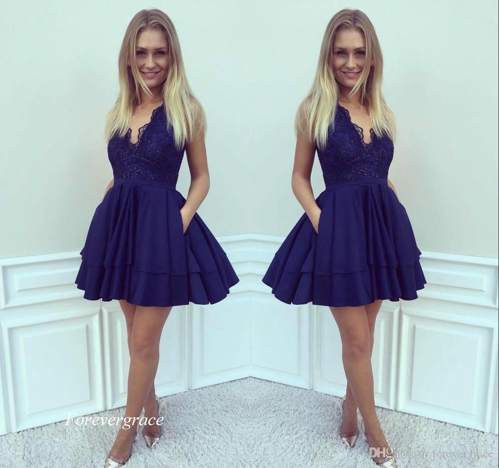 2019 Cheap Royal Blue Lace Homecoming Dress A-line Juniors Sweet 15 Graduation Cocktail Party Dress Plus Size Custom Made
